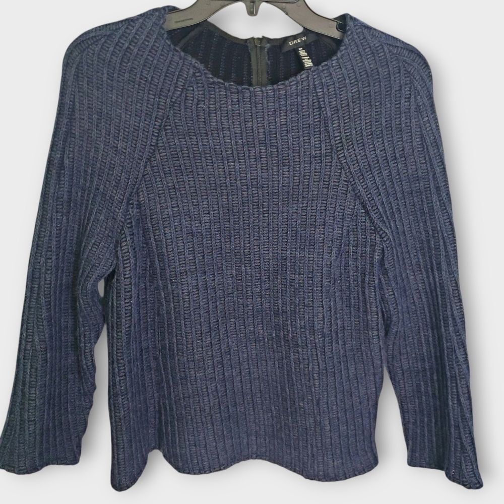 Drew Navy Blue Ribbed Knit Sweater Size Small